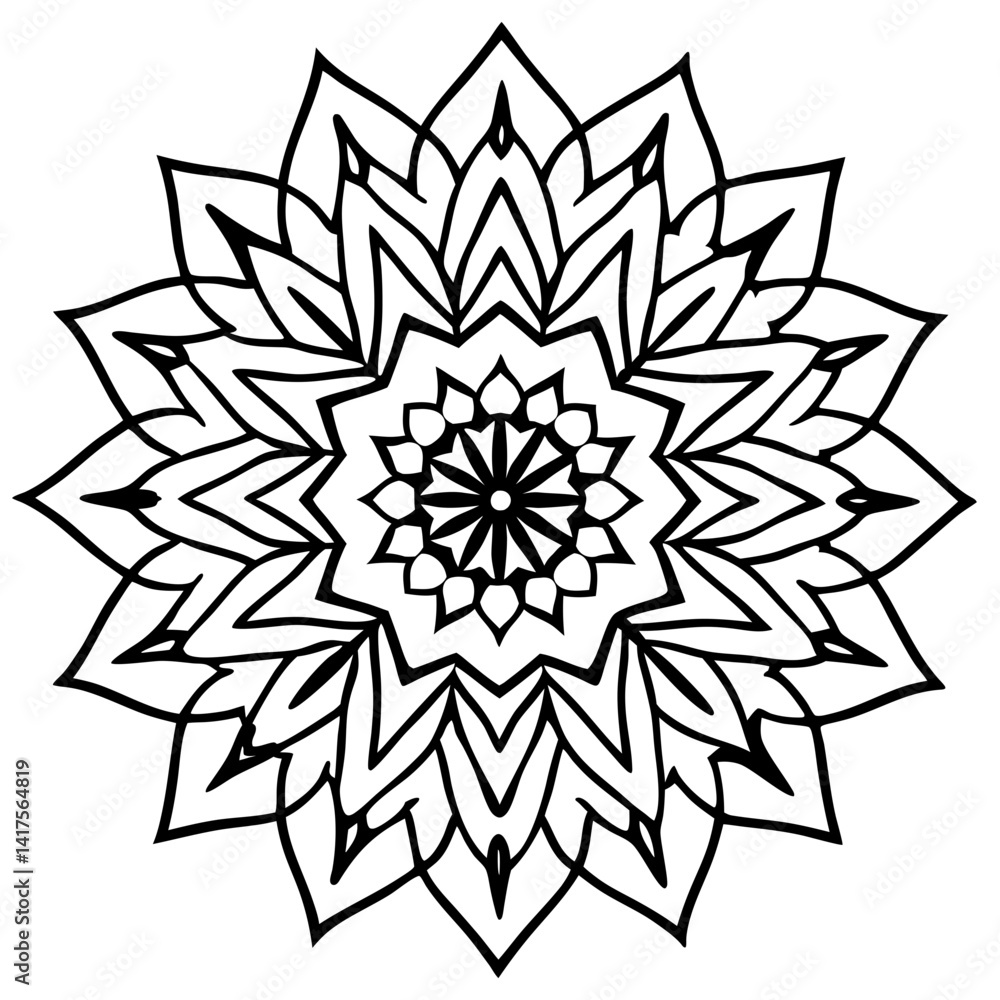Minimal Rainforest Canopy Mandala Vector on White Background Minimal Rainforest Canopy Mandala Vector on White Background