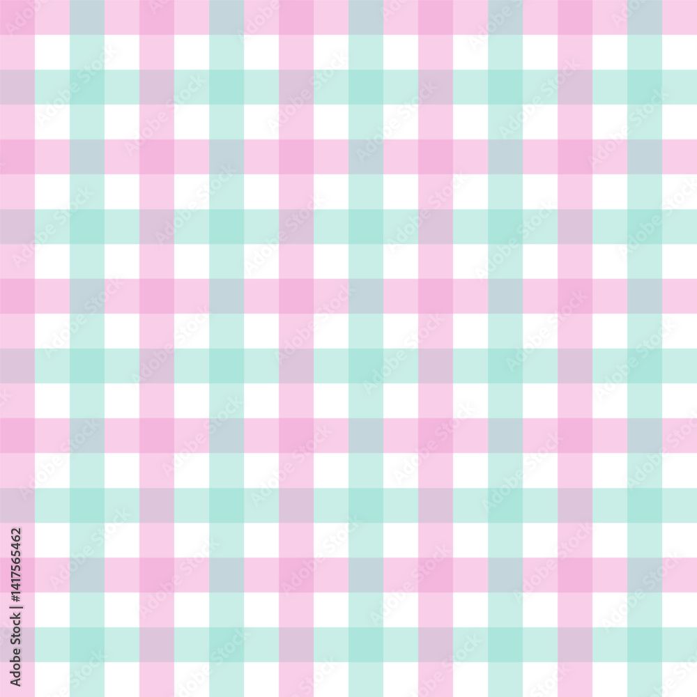 Pastel gingham seamless pattern.Checkered tartan plaid repeat pattern in green pink white.Geometric vector background wallpaper for fabric and prints. Pastel gingham seamless pattern.Checkered tartan plaid repeat pattern in green pink white.Geometric vector background wallpaper for fabric and prints.