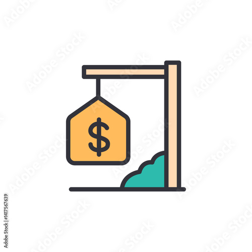 House rent colored icons, minimalist vector illustration ,simple transparent graphic element .Isolated on white background