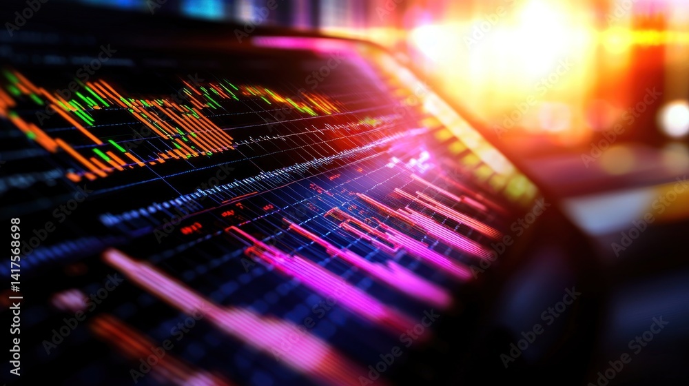 Night market stock data display screen Night market stock data display screen