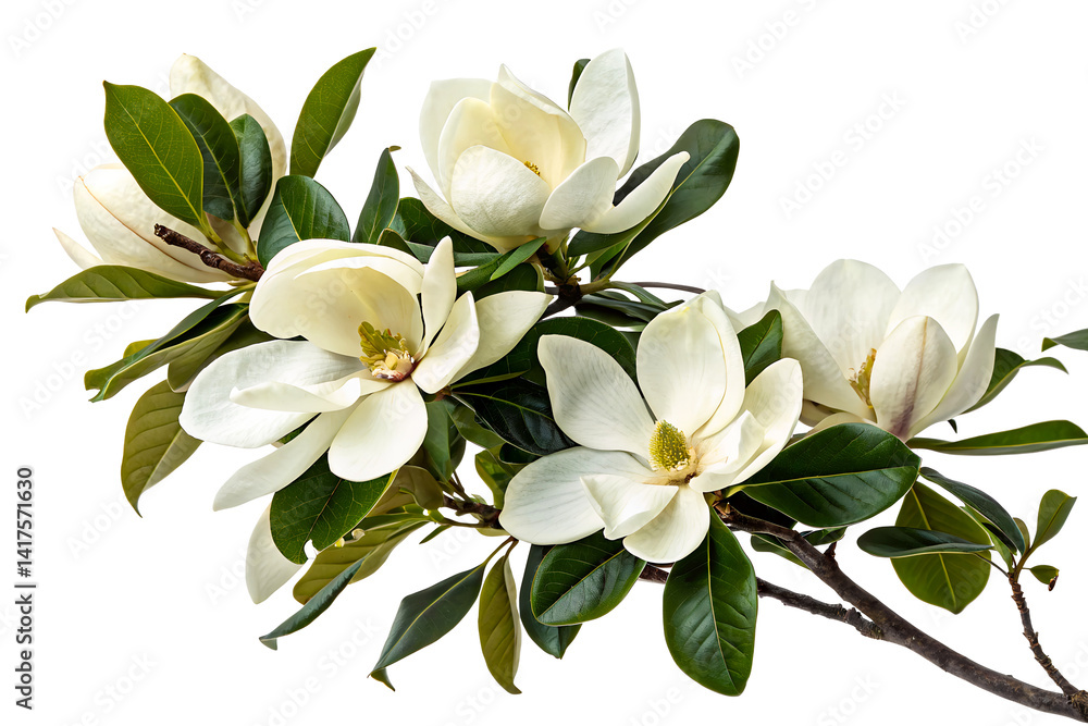 Obraz premium White flowered magnolia branch on a clear background