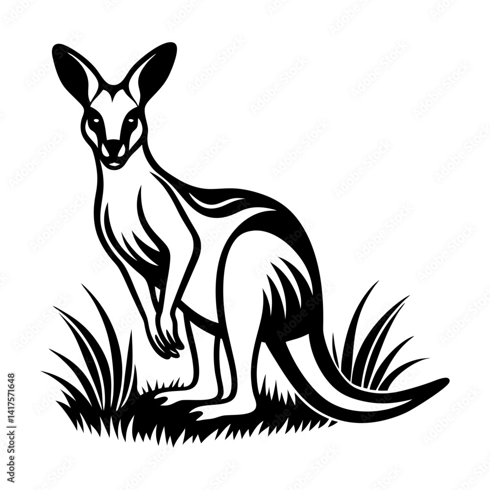 Fototapeta premium Download Kangaroo Vector Grass Art And Illustration Eps File For Design.