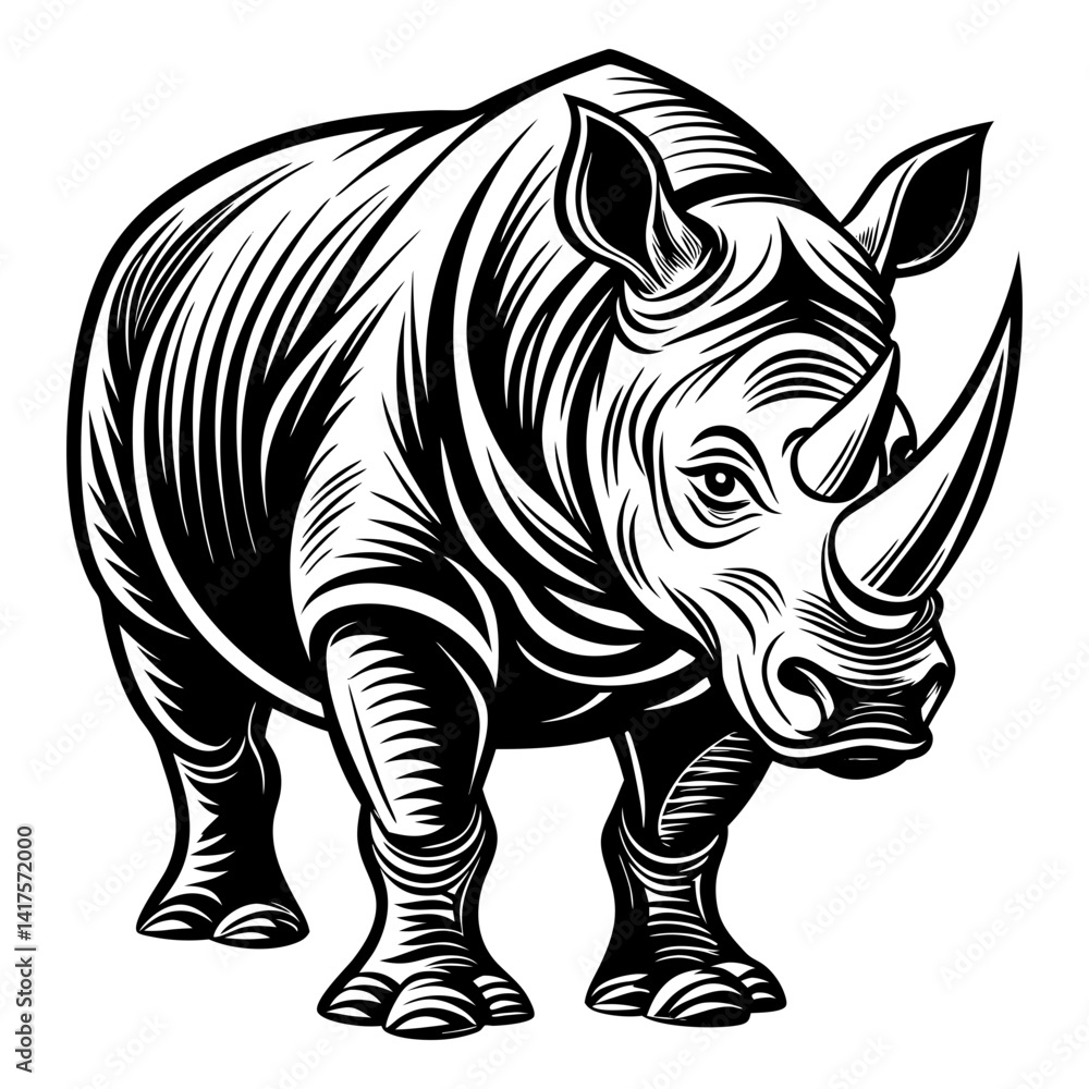 Fototapeta premium Download Rhino Vector Silhouette Art And Illustration Eps File For Design.
