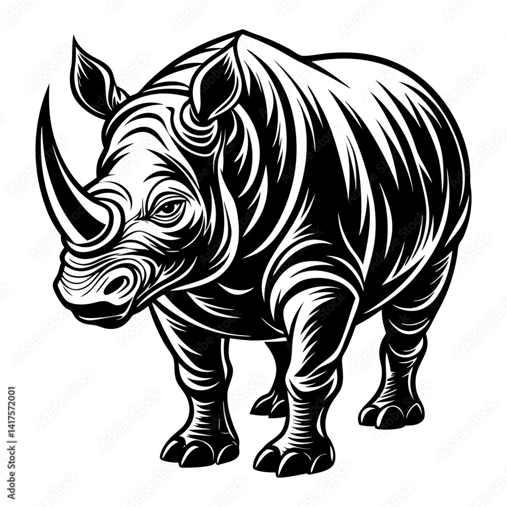 Fototapeta premium Download Rhino Vector Silhouette Art And Illustration Eps File For Design.