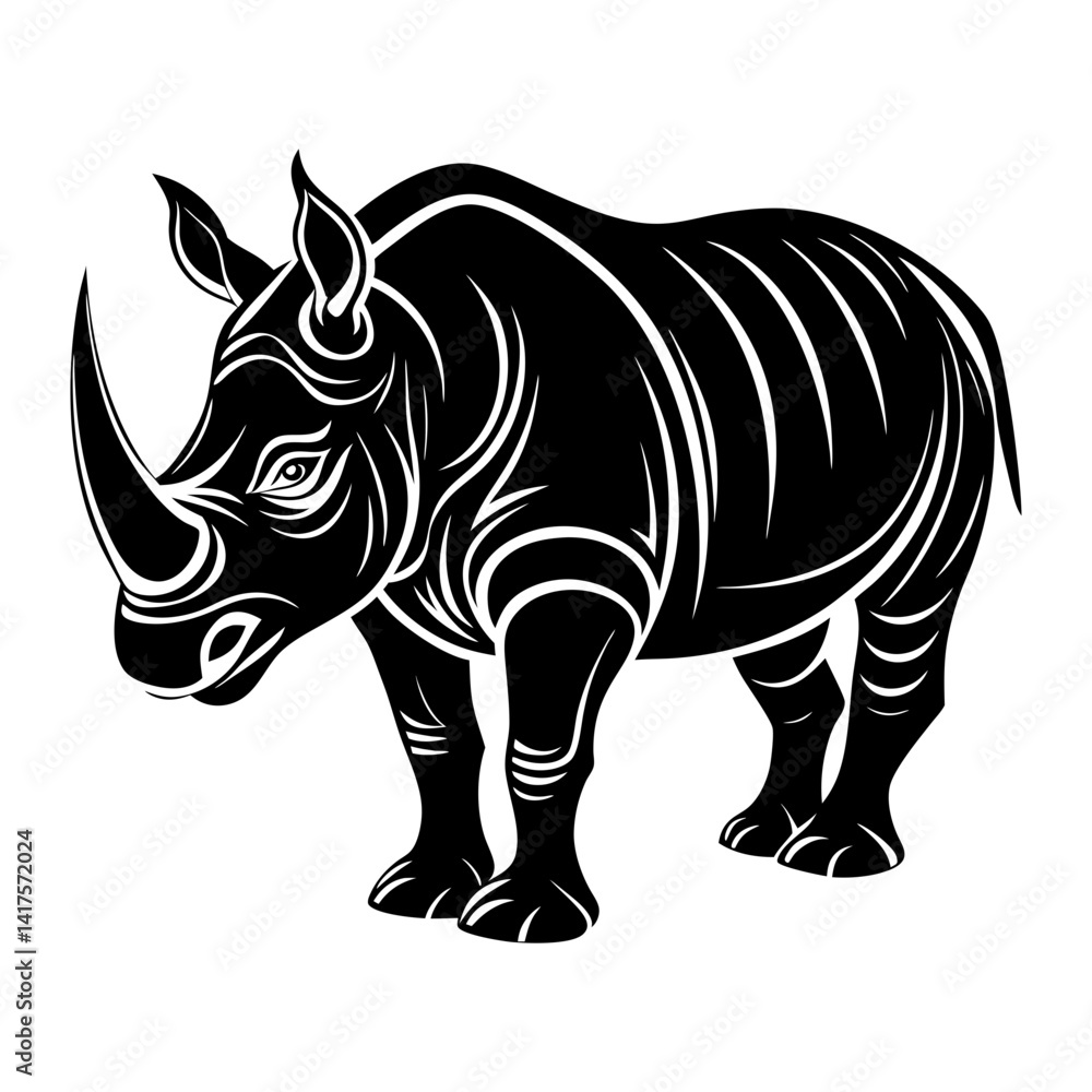 Obraz premium Download Rhino Vector Silhouette Art And Illustration Eps File For Design.