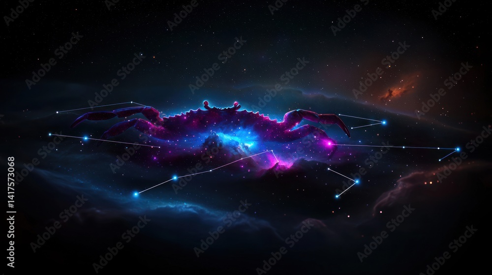 Crab Nebula Constellation in Deep Space