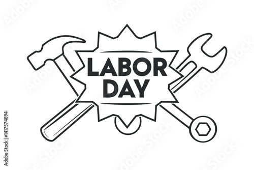   Happy labor day logo vector illustration.

