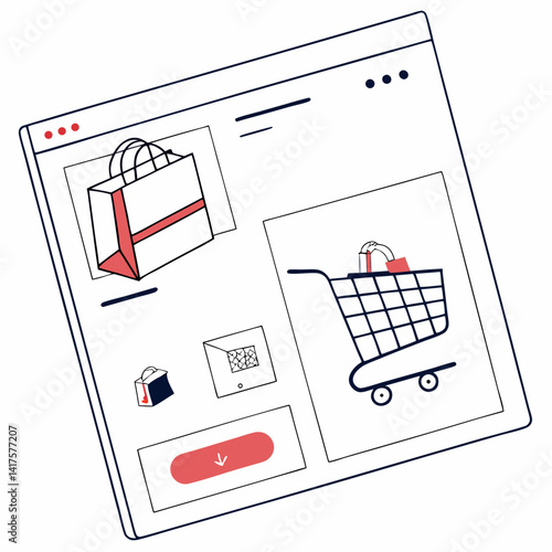 Online Shopping Website Interface With Cart And Products Displayed Stylishly