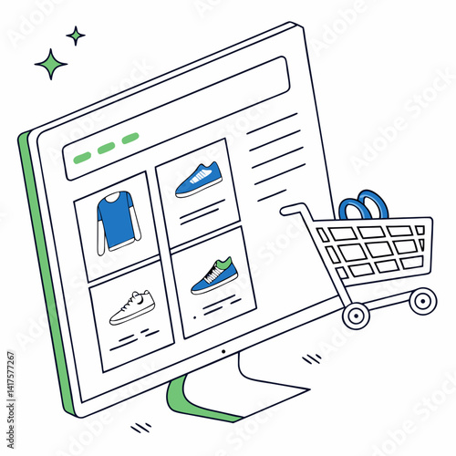 Stylish Online Shopping Platform For Clothes And Shoes With Shopping Cart
