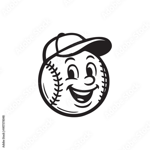 funny cartoon baseball mascot face