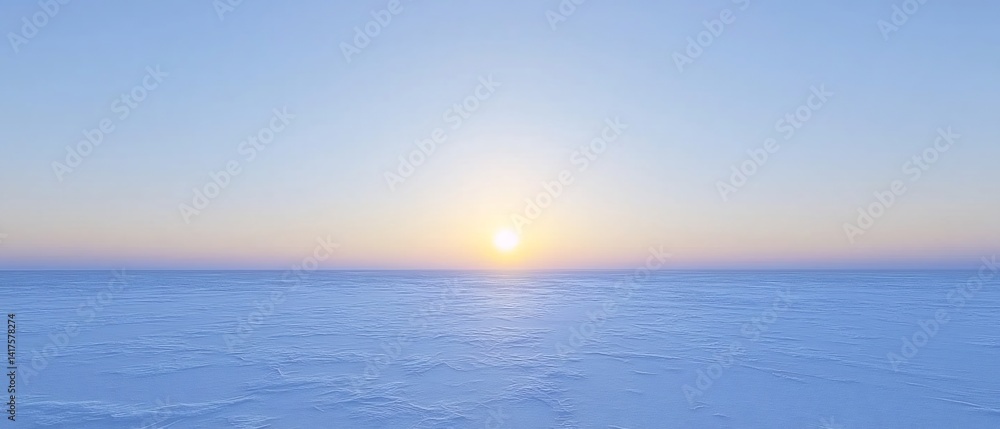 Obraz premium Serene Horizon: A Tranquil Panorama of Sky, Sea, and the Setting Sun