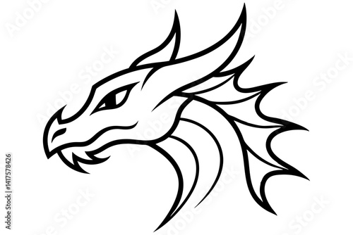 Wallpaper Mural Dragon Head Tribal Flame Line Art Torontodigital.ca