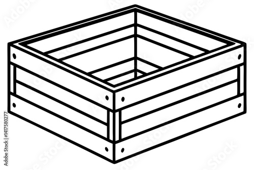 Wooden Crate Line Art