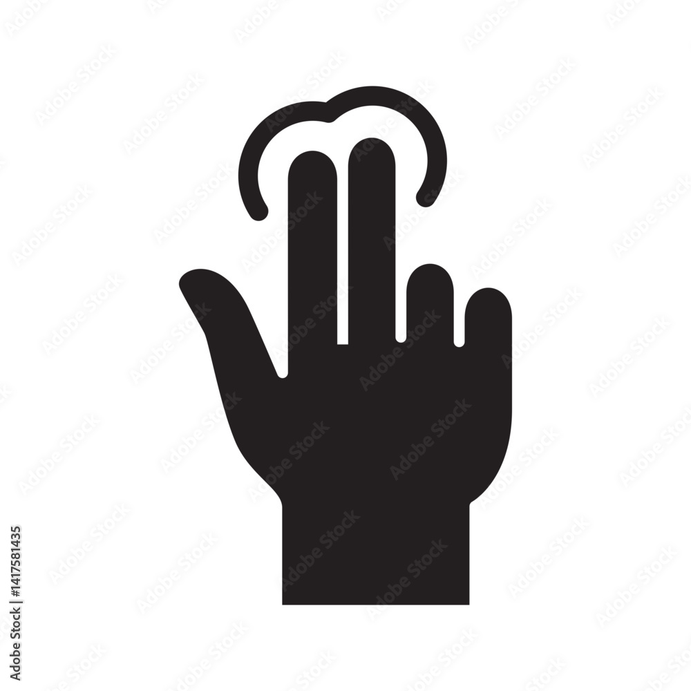 Two finger click, touch screen gesture icon. Two point touch icon. Flat solid icon. Vector illustration Two finger click, touch screen gesture icon. Two point touch icon. Flat solid icon. Vector illustration