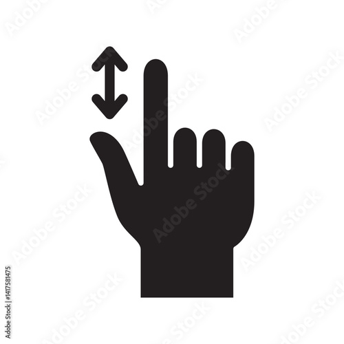 Swipe up and down, touch screen gesture icon. Click and swipe up down icon. Flat solid line, Vector illustration.