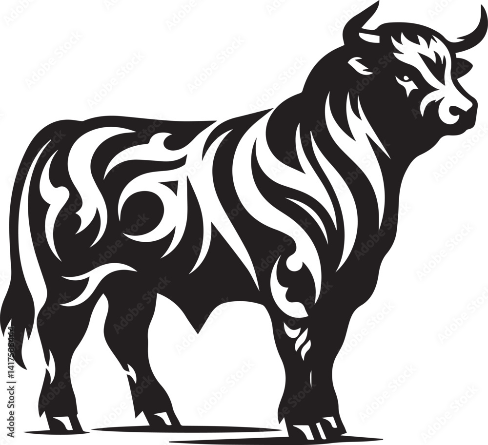 Fototapeta premium bull clipart silhouette vector, bull illustration , bull silhouette vector isolated on white background
