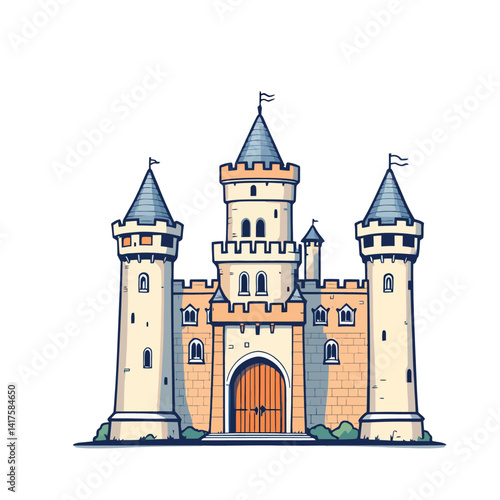 Vsai majestic medieval castle with tall towers