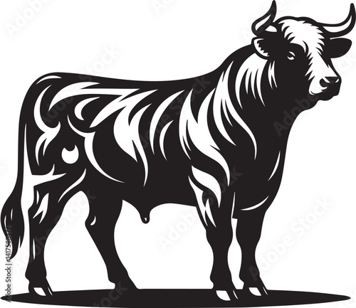 bull clipart silhouette vector, bull illustration , bull silhouette vector isolated on white background photo