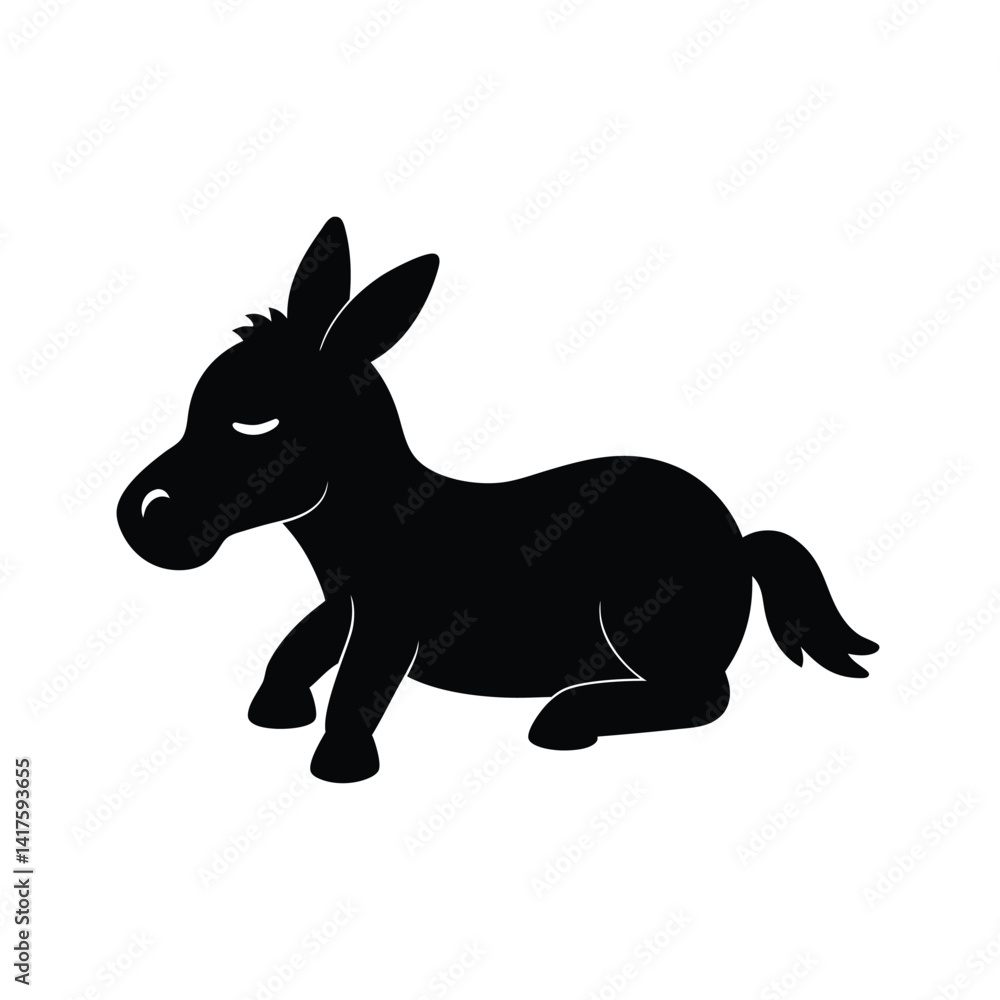 Fototapeta premium Donkey Silhouette vector illustration, Donkey Silhouette Bundle