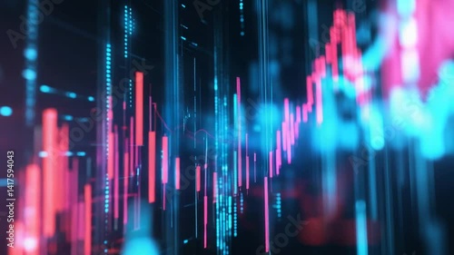 Abstract Financial Chart Analysis with Dynamic Data Flow Visualizations in Deep Blue