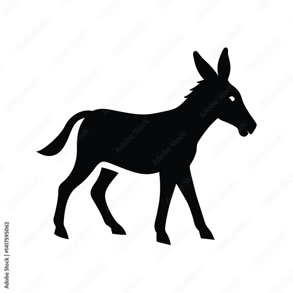 Fototapeta premium Donkey Silhouette vector illustration, Donkey Silhouette Bundle