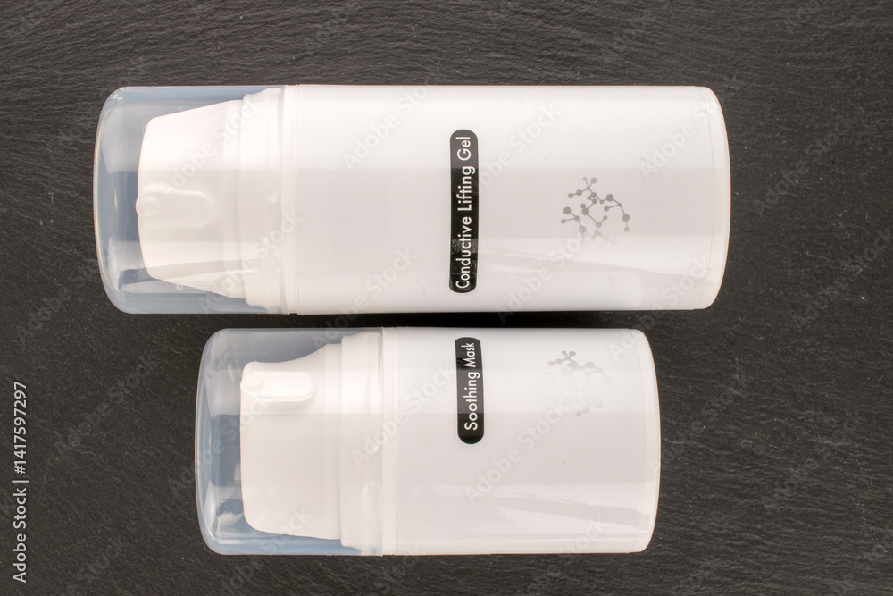 Conductive gel for electric lifting massager, macro, top view. Conductive gel for electric lifting massager, macro, top view.