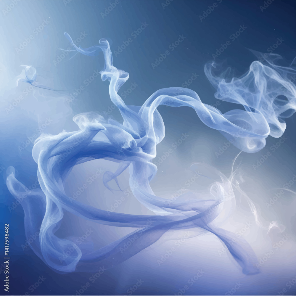 Ethereal blue smoke swirls in a captivating abstract dance. Ethereal blue smoke swirls in a captivating abstract dance.