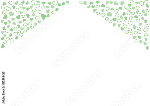 ハート柄の背景 緑系の3色 フチと単色 ハート