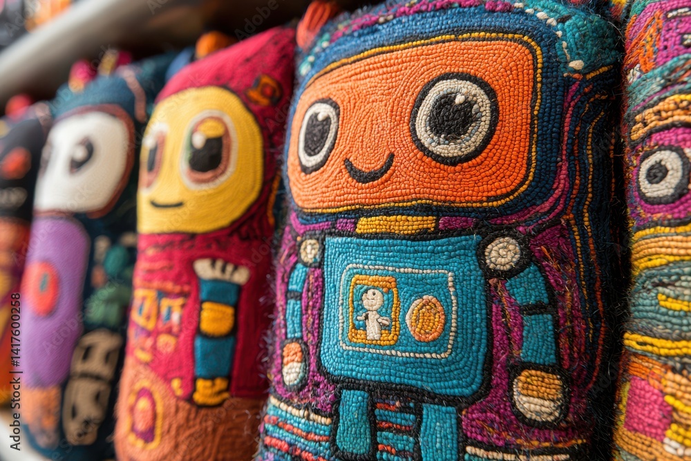 Colorful cartoon-patterned tufted rugs with various designs and colors displayed in a room setting, highlighting vibrant and playful imagery. Colorful cartoon-patterned tufted rugs with various designs and colors displayed in a room setting, highlighting vibrant and playful imagery.