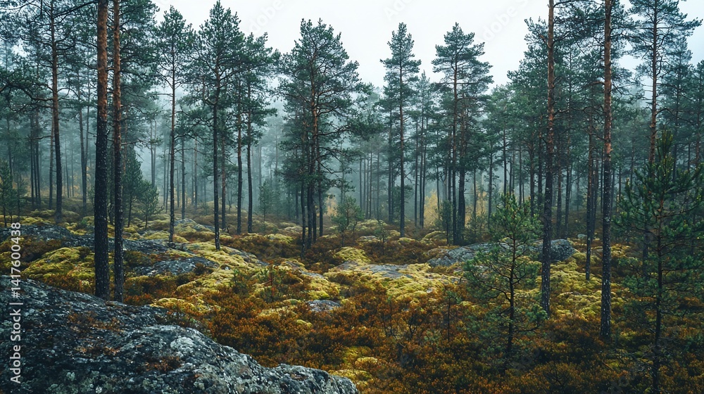 Obraz premium Misty forest landscape