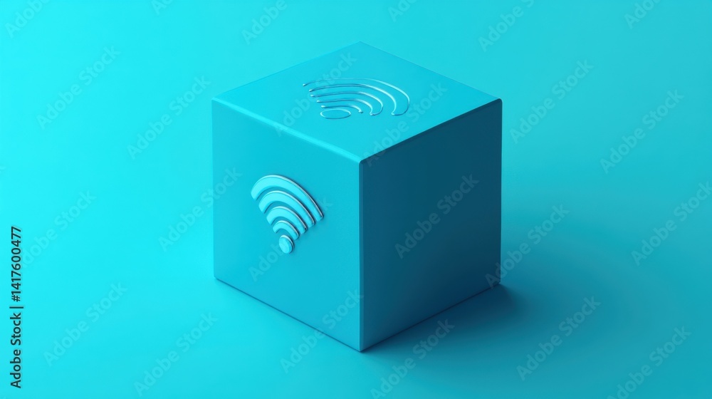 A blue box with a wifi symbol on it