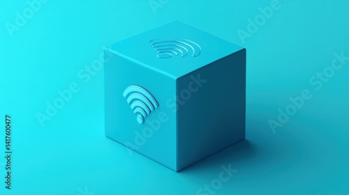 A blue box with a wifi symbol on it