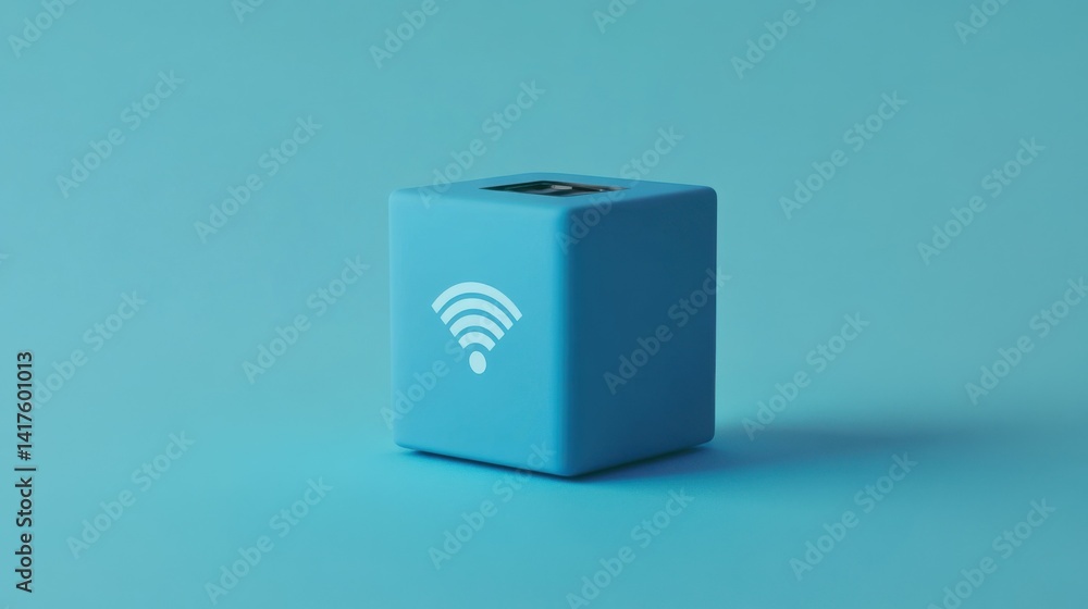 A blue box with a wifi symbol on it