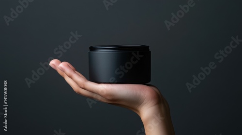 Obraz na płótnie A hand holding a black container w salonie