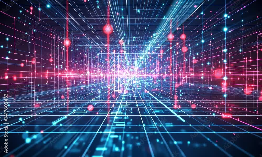 Futuristic Abstract Digital Landscape with Bright Colors and Geometric Lines Representing Technology and Innovation Futuristic Abstract Digital Landscape with Bright Colors and Geometric Lines Representing Technology and Innovation