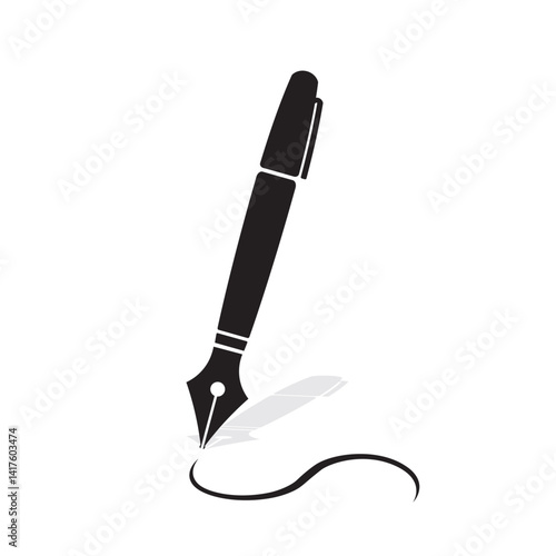 ink pen logo template pen drawing line, pen drawing shape, pen writing letter, pen drawing panting wit vector illustration