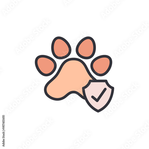 Pet insurance colored icons, minimalist vector illustration ,simple transparent graphic element .Isolated on white background