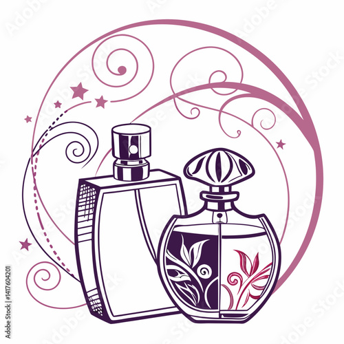 fragrance icon or logo perfume bottles vector