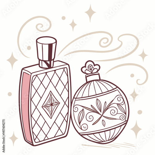 fragrance icon or logo perfume bottles vector