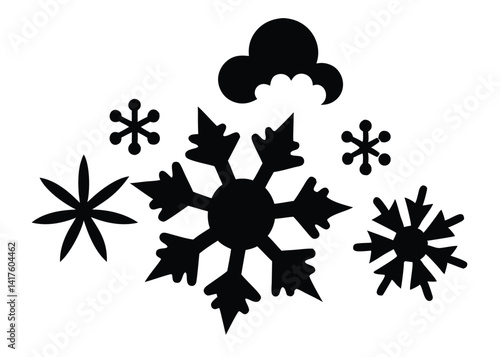 Snowflakes Falling from Sky in Monochrome