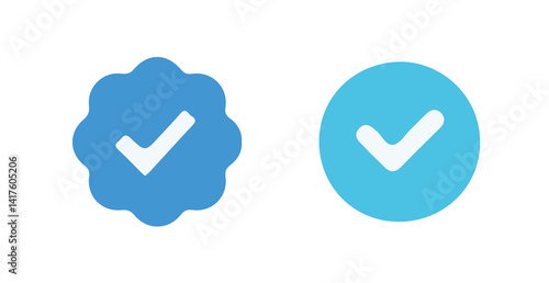 Set of social media verified icons. Tick in circle with zigzag. Youtube approval sign. vector illustration eps 10.
