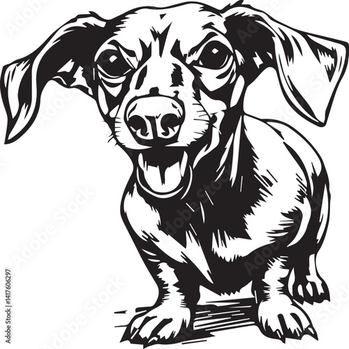 A dachshund dog. Hand drawn vector illustration	
