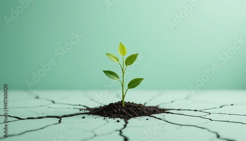 Sprout Growing Through Cracked Ground New Life Concept