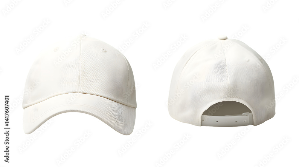 Fototapeta premium Stylish White Baseball Cap on White Background for Professional Use