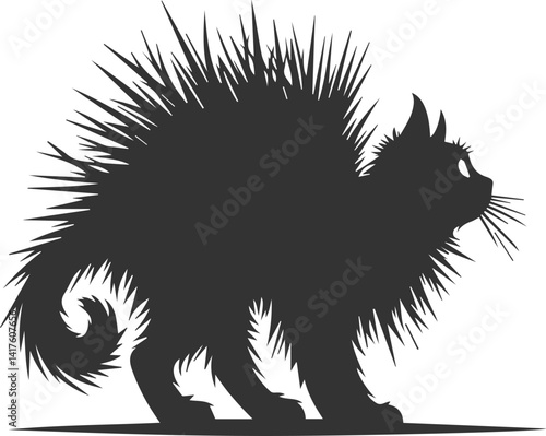Angry vector black cat animal silhouette