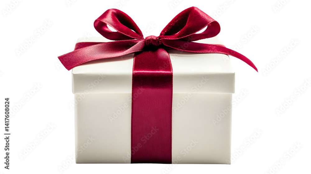 Obraz premium Elegant Classic Gift Box in White Paper Wrap