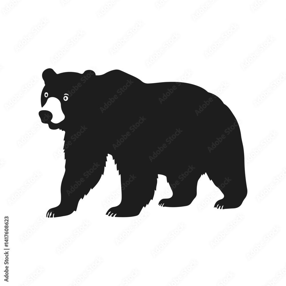 Fototapeta premium Bear silhouette, wild animal shape, forest wildlife icon, vector illustration