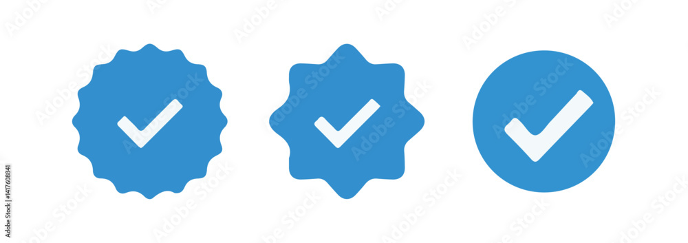 Set of social media verified icons. Tick in circle with zigzag. Youtube approval sign. vector illustration eps 10. Set of social media verified icons. Tick in circle with zigzag. Youtube approval sign. vector illustration eps 10.