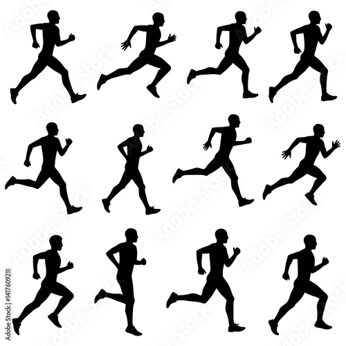 silhouettes of runner running players illustration