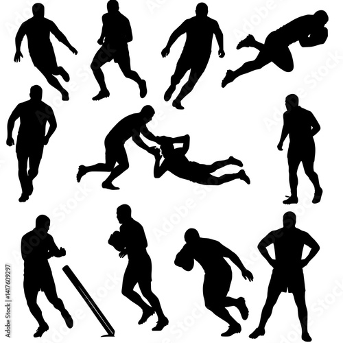 silhouettes of rugby players illustration